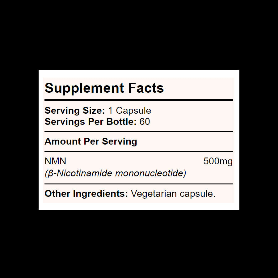 NMN supplement providing 500mg per capsule
