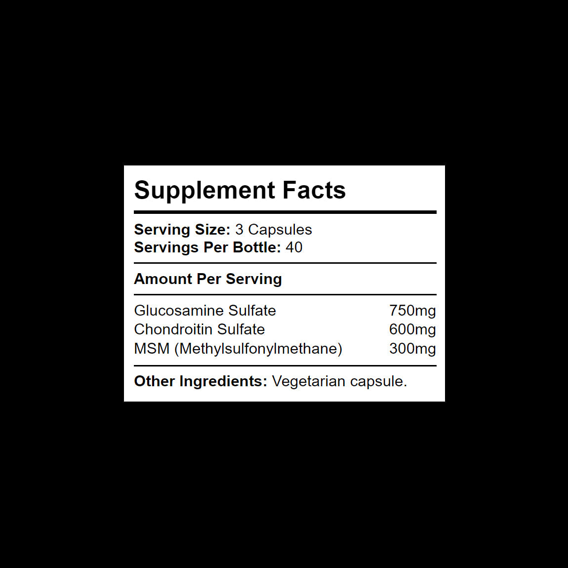 High-dose Glucosamine, Chondroitin & MSM supplement