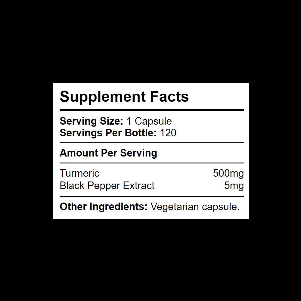 500mg Turmeric with 5mg High-Quality Black Pepper Extract