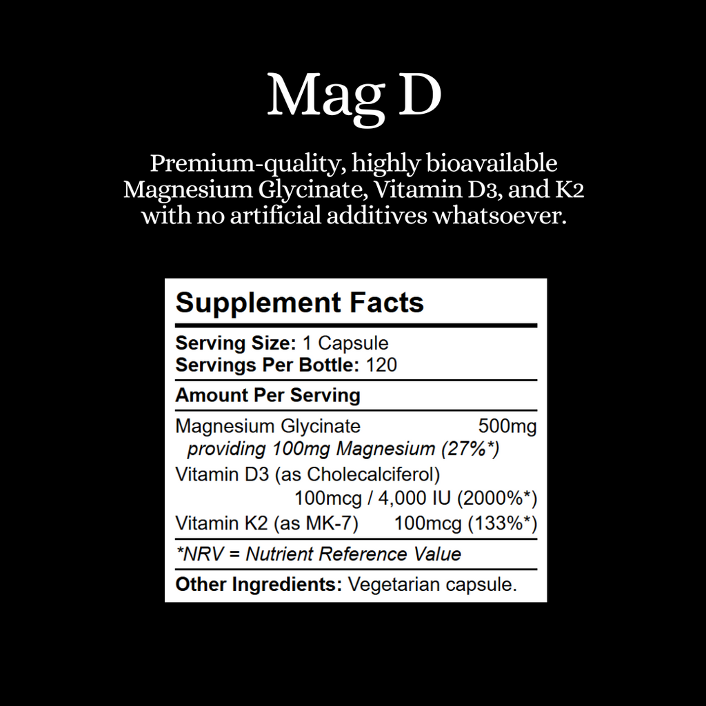 Mag D - Magnesium Glycinate, Vitamin D3 & K2