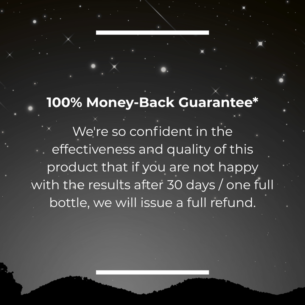 Money-back guarantee on our advanced sleep supplement supporting nervous system calm and overnight recovery